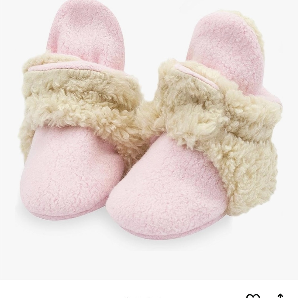 Zutano baby pink fur booties (3M)